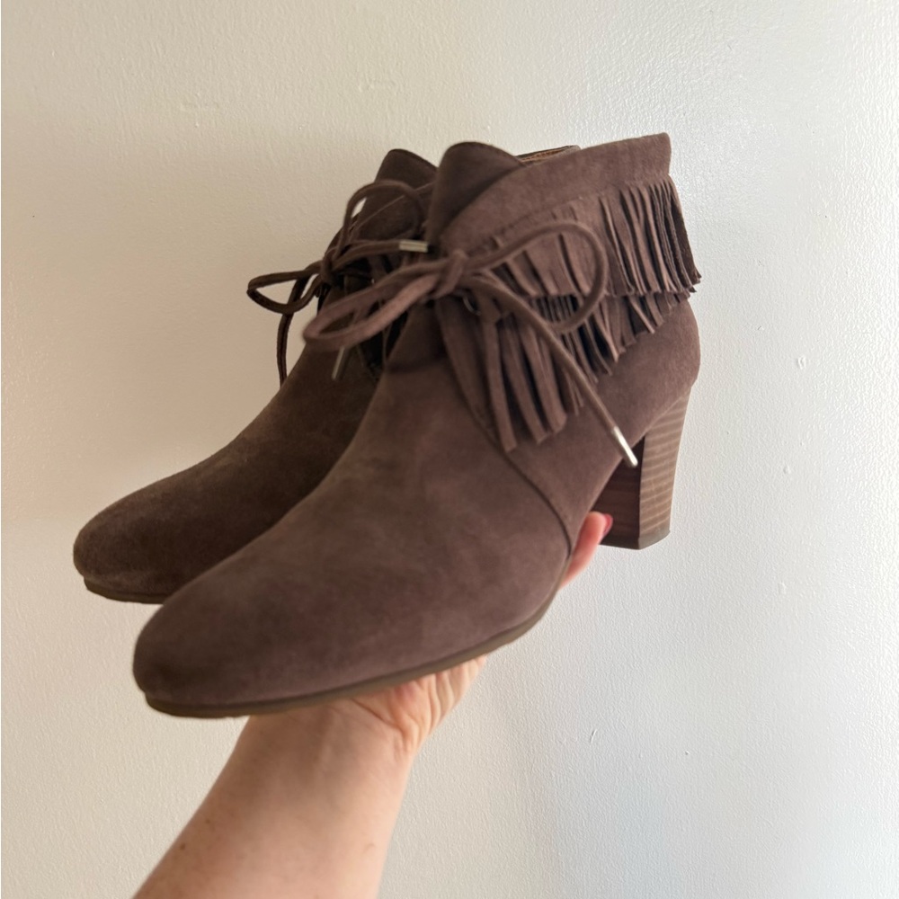 Gentle Souls Brown Fringe Ankle Booties